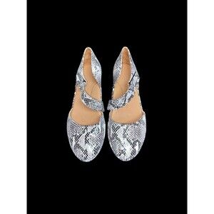 Lamour Des Pieds Beriyn Black White Snake Print Comfort Flats NWOT Sz 6.5